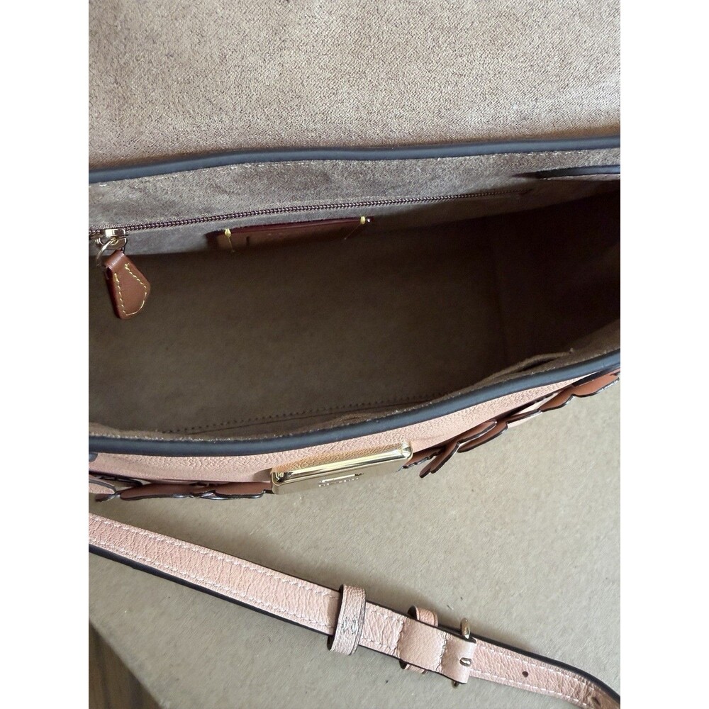 COACH CDY44 Emory Top Handle Crossbody Bag Floral Appliqué Light Pink Leather - Picture 5 of 6